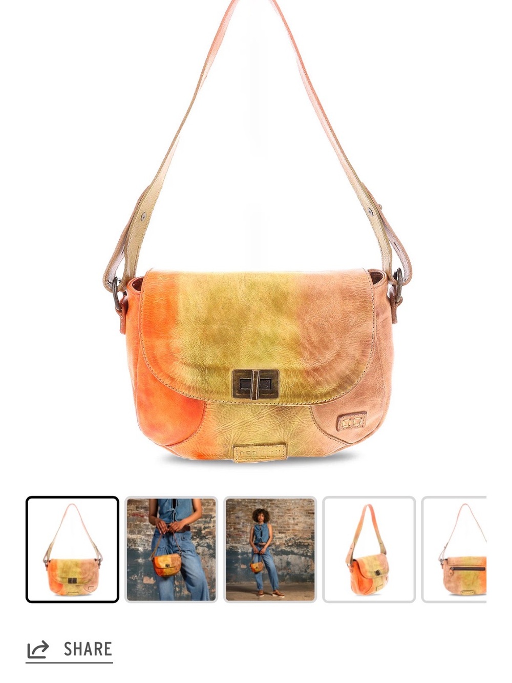 Bed Stu Ombre Leather Shoulder Bag in Melon TD